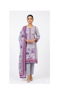 3 PIECE LAWN UNSTICHED MUTED LAVENDER