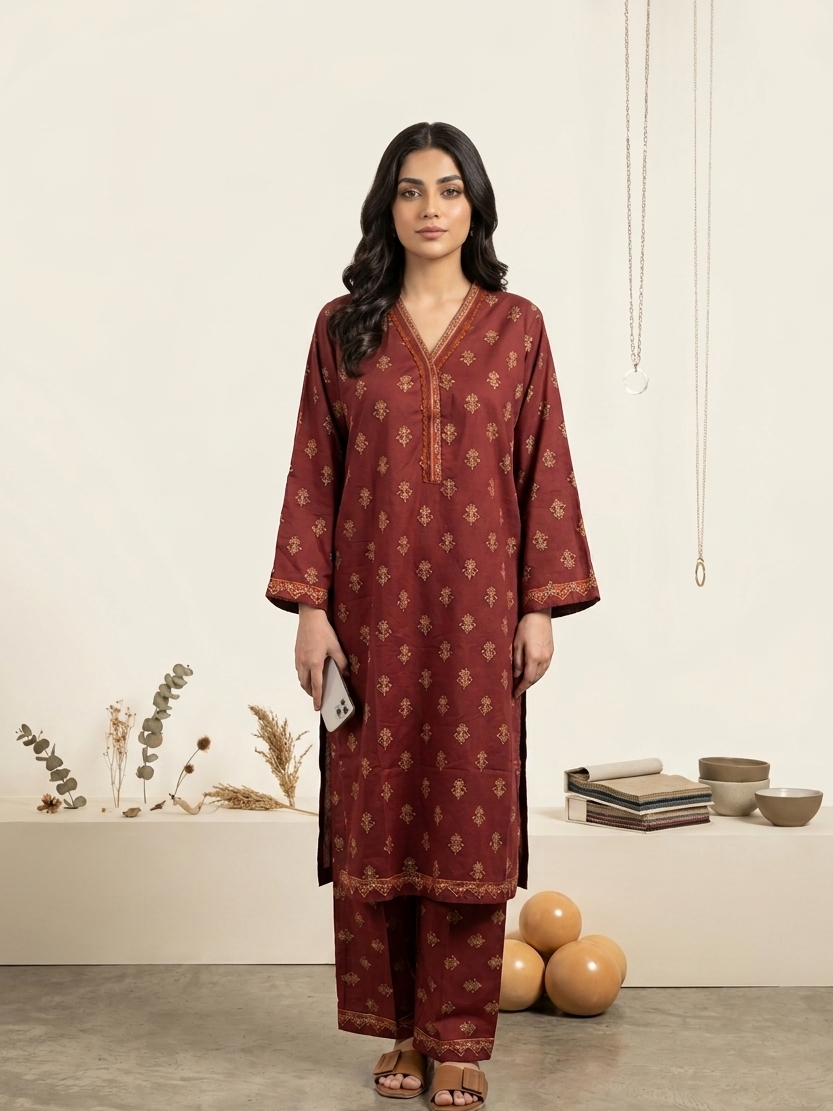 Maroon Ethnic Two-Piece