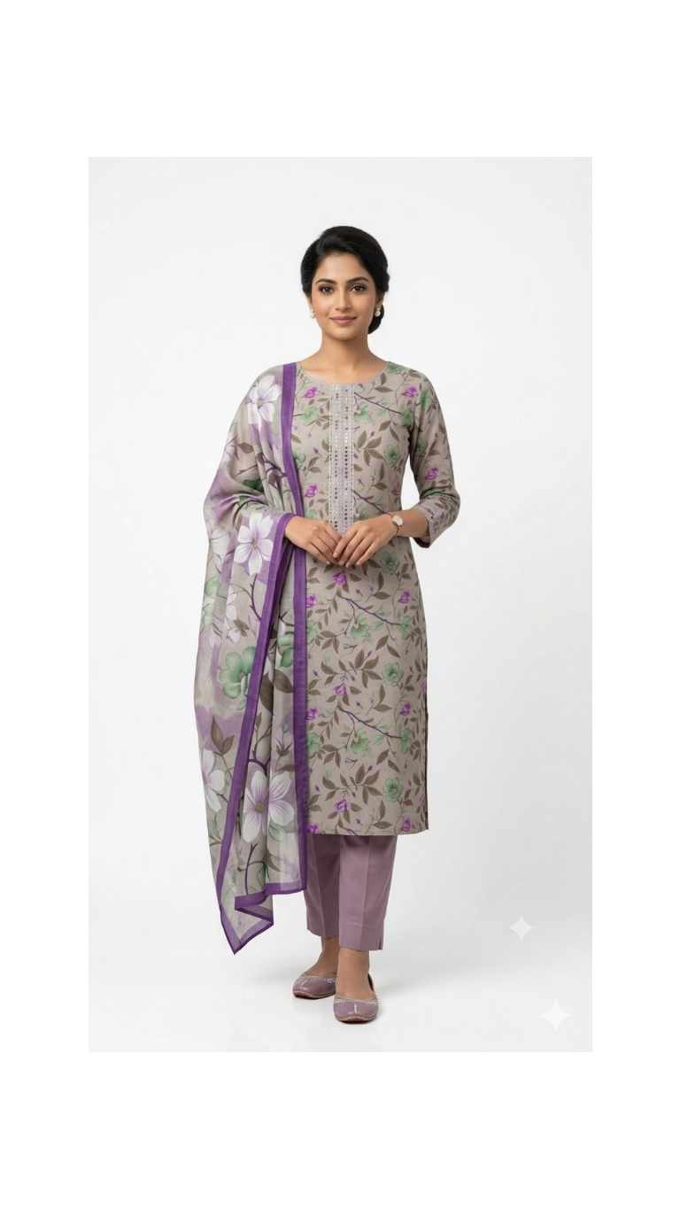Embroidered Three-Piece · Ivory