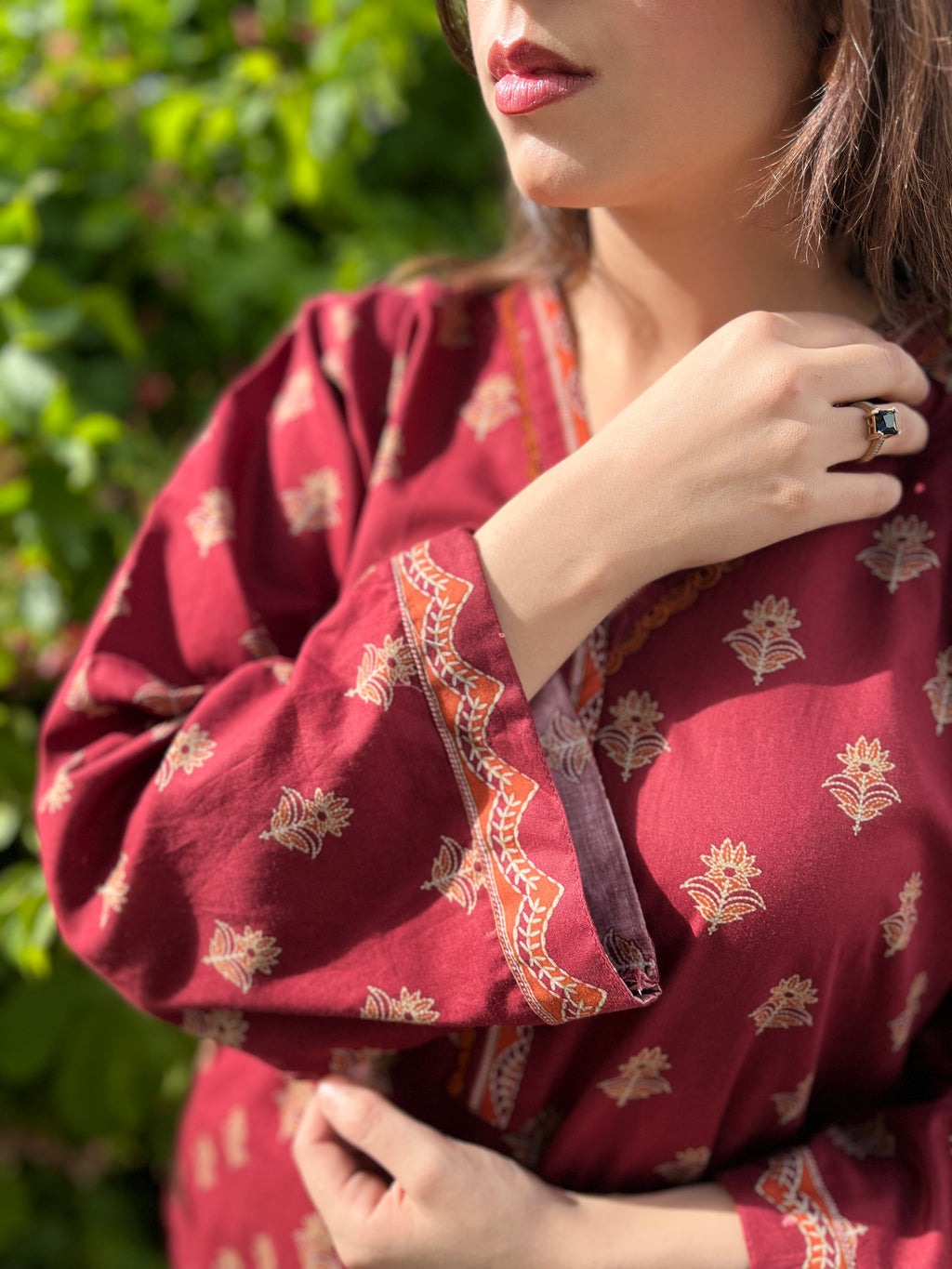 2-Piece Set Maroon Ethnic