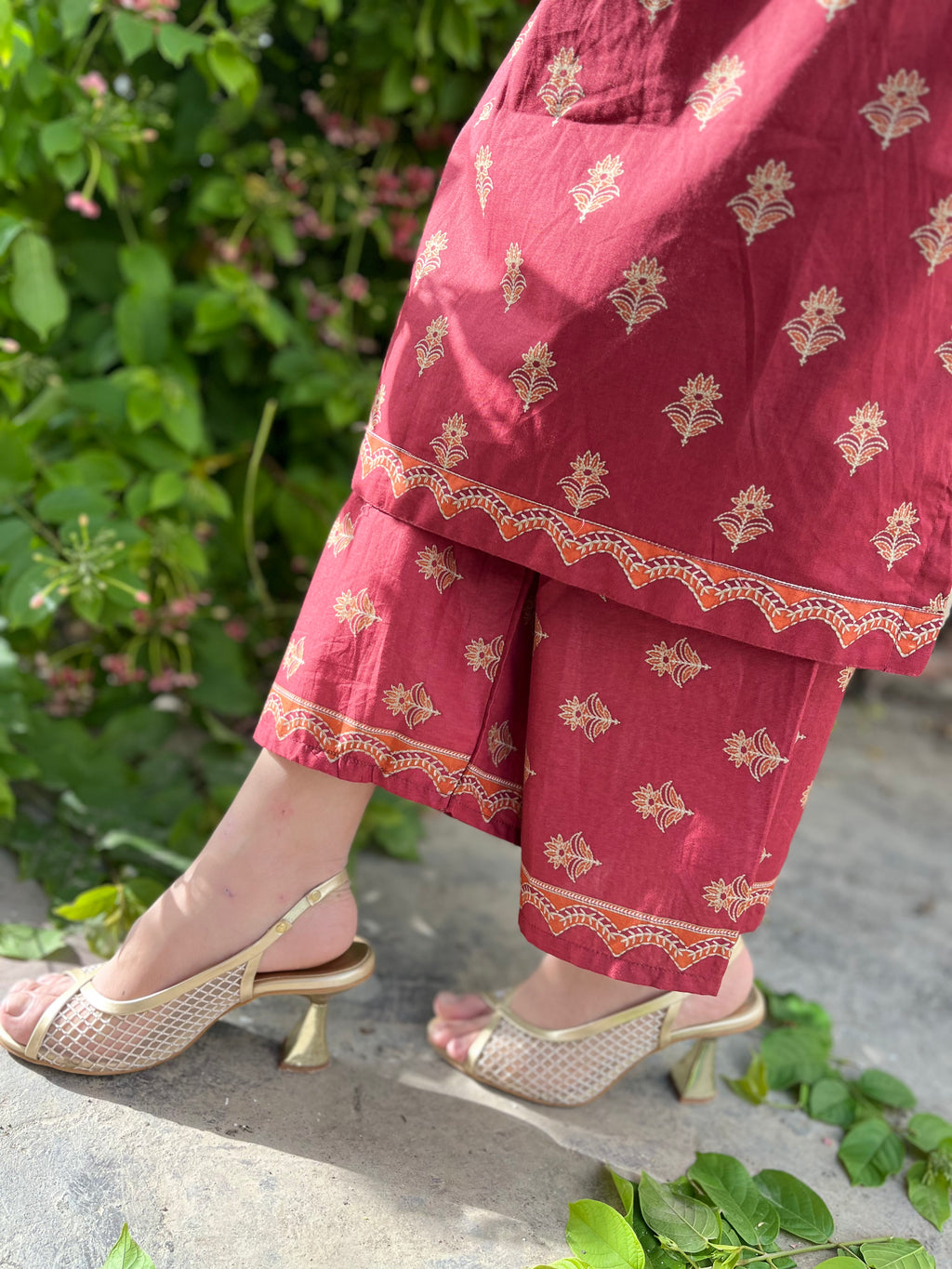 2-Piece Set Maroon Ethnic