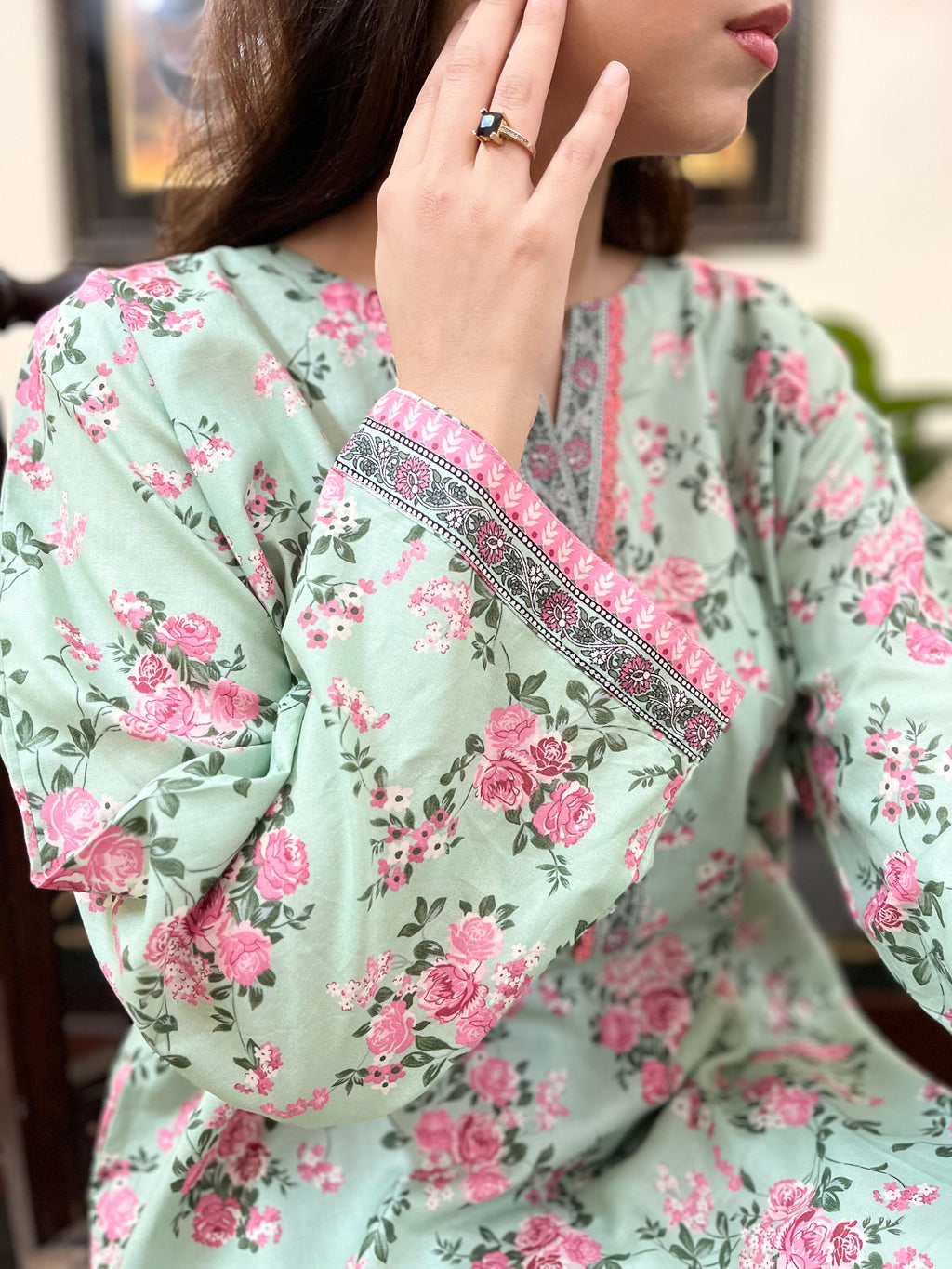 2 Piece set Mint Floral Printed Co-ord
