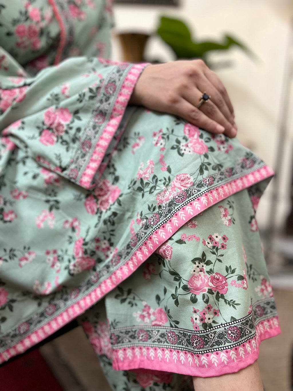 2 Piece set Mint Floral Printed Co-ord