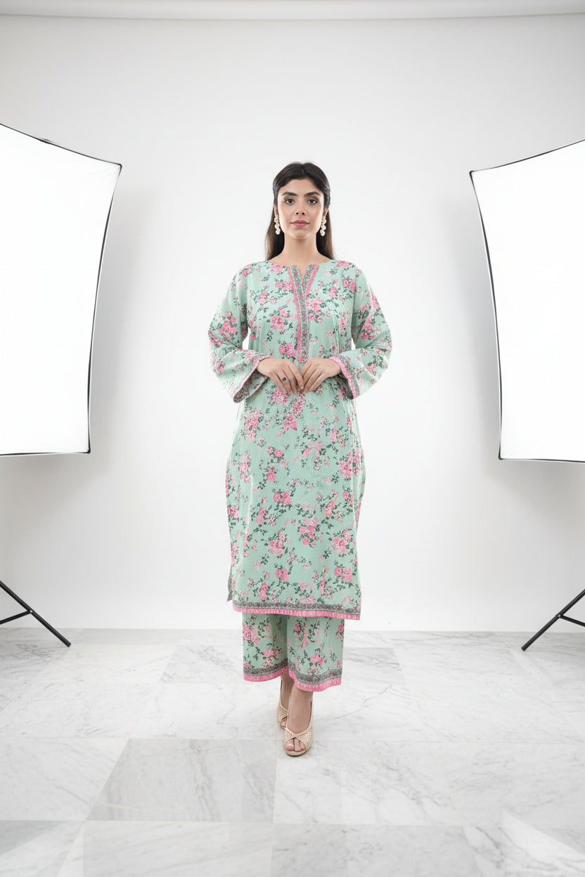 Mint Floral Printed Co-ord