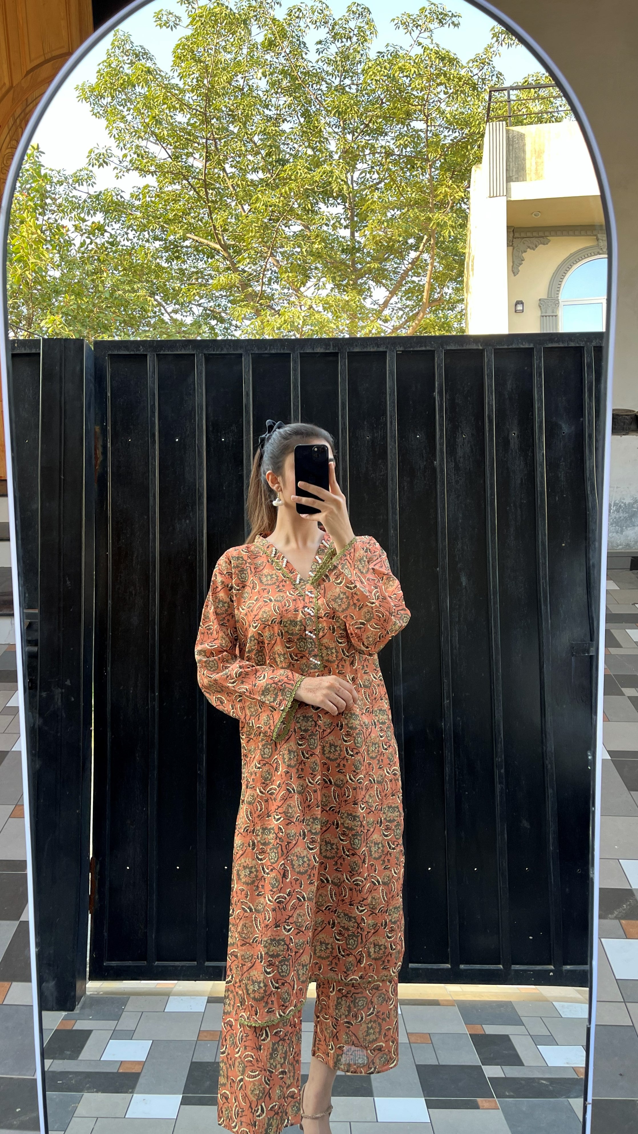 Faded Peach Orange Co-ord (2 piece Stitched)