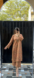Faded Peach Orange Co-ord (2 piece Stitched)