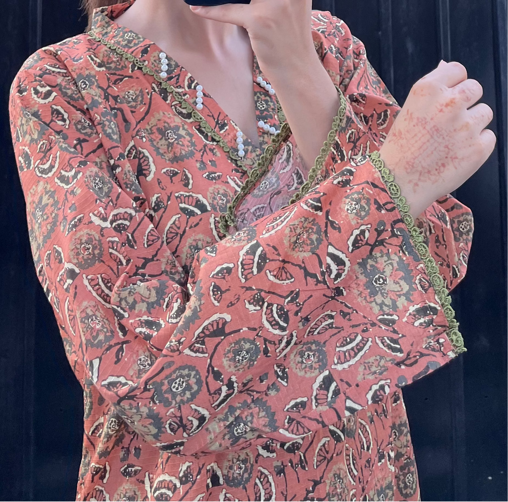 Faded Peach Orange Co-ord (2 piece Stitched)