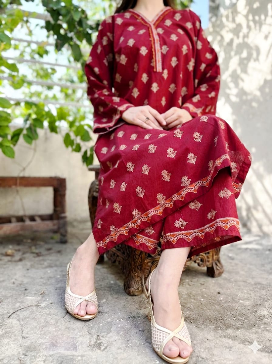 2-Piece Set Maroon Ethnic