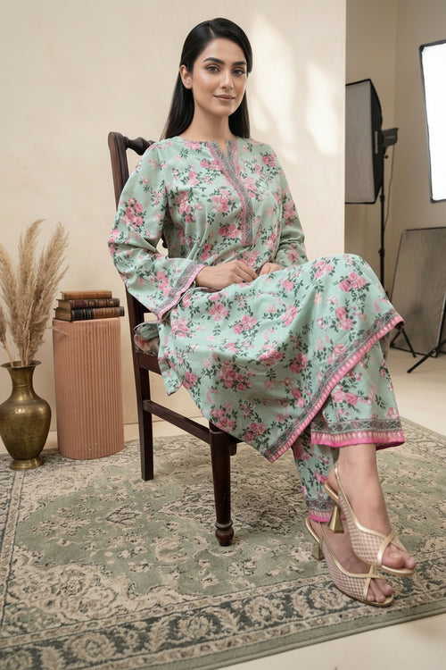 2 Piece set Mint Floral Printed Co-ord